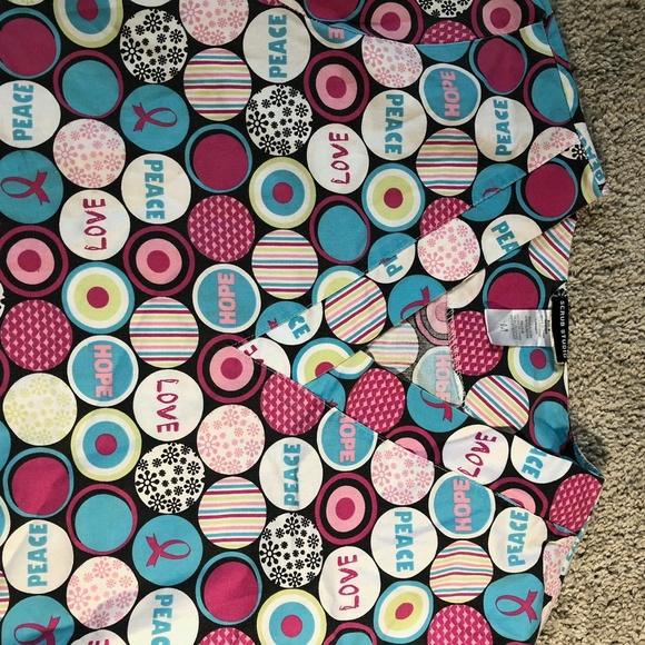 Scrub Studio M Scrub Top Short Sleeve Pink #19 - Picture 6 of 7